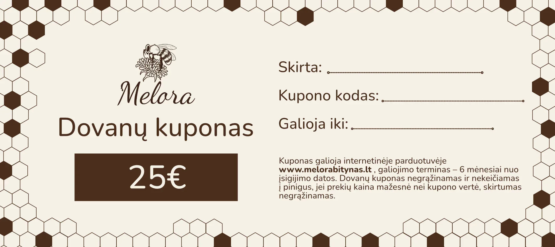 Melora Dovanų Kuponas ( Fizinis ) - Melora