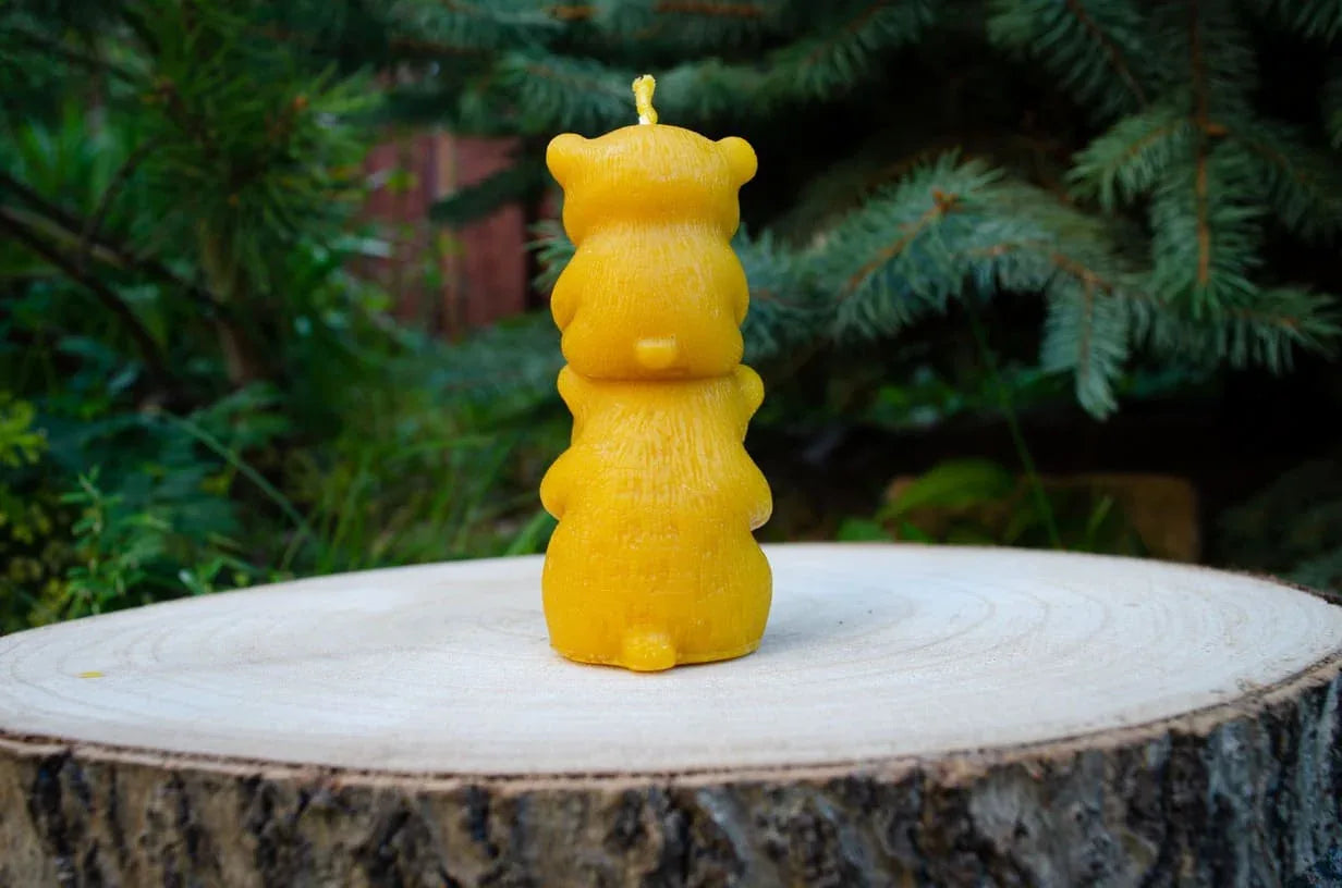 Bičių vaško žvakė "Meilės meškučiai" - Melora