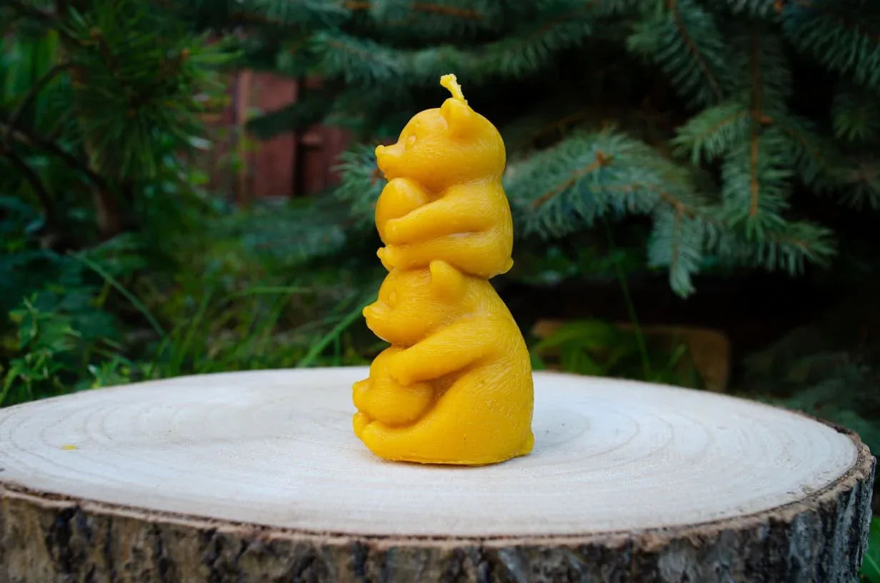 Bičių vaško žvakė "Meilės meškučiai" - Melora