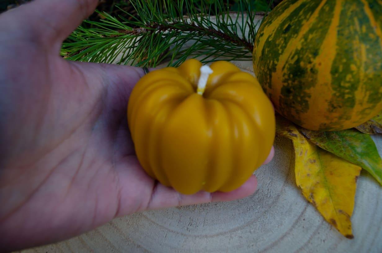 Bičių vaško žvakė "Moliūgas" - Melora